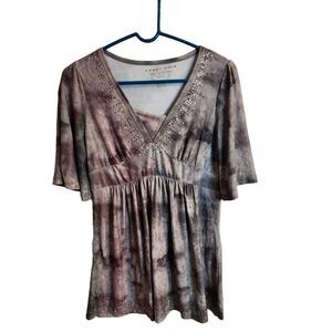 Lady Noiz Tie Dye Small Gray Rhinestone Top